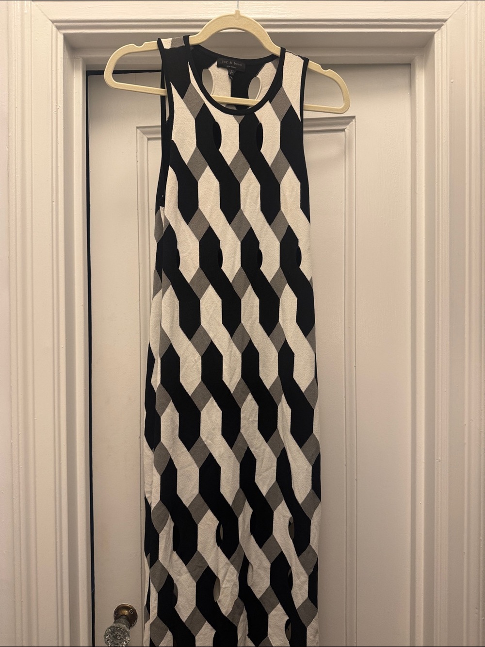 rag & bone Black, White & Gray Geometric Midi Dress